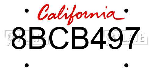 8BCB497 California License Plate