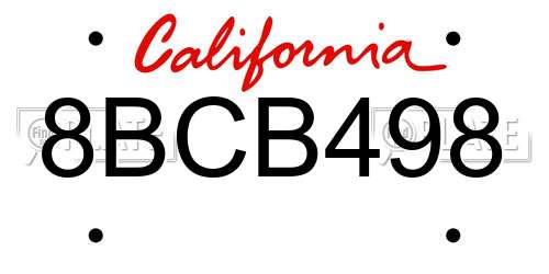 8BCB498 California License Plate