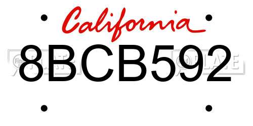 8BCB592 California License Plate