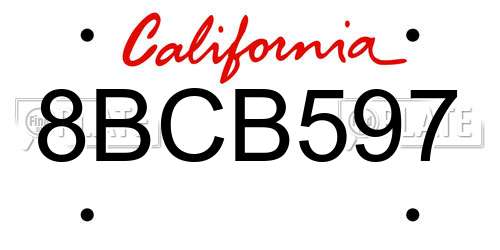 8BCB597 California License Plate