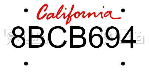 8BCB694 California License Plate