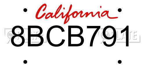 8BCB791 California License Plate