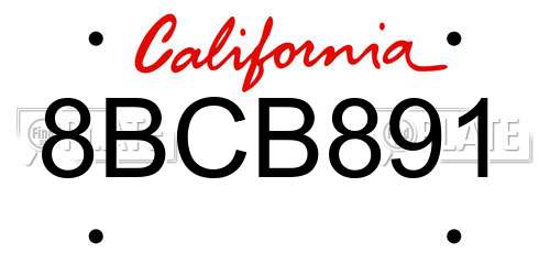 8BCB891 California License Plate