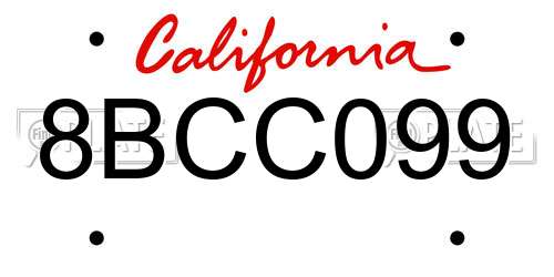 8BCC099 California License Plate
