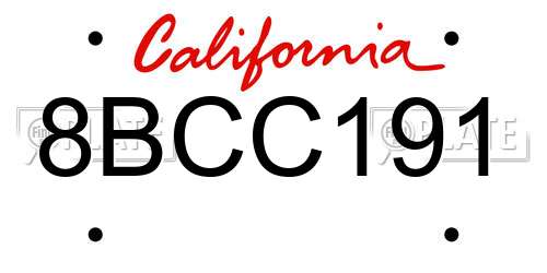 8BCC191 California License Plate