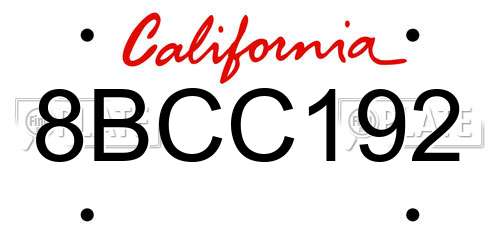 8BCC192 California License Plate