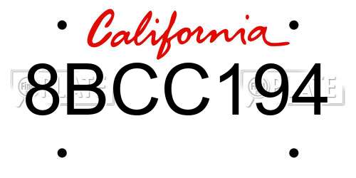 8BCC194 California License Plate