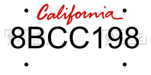 8BCC198 California License Plate