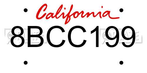 8BCC199 California License Plate