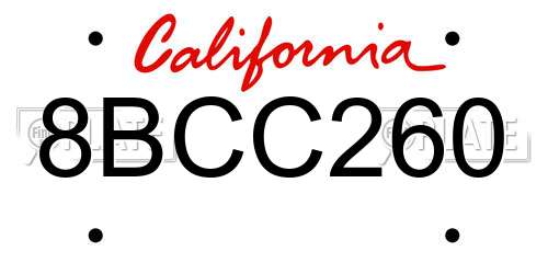 8BCC260 California License Plate