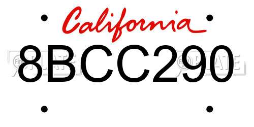 8BCC290 California License Plate