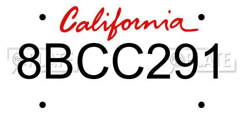 8BCC291 California License Plate