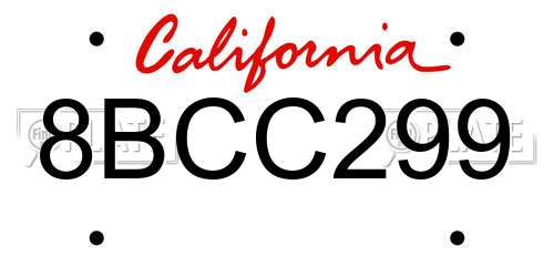 8BCC299 California License Plate