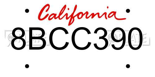 8BCC390 California License Plate