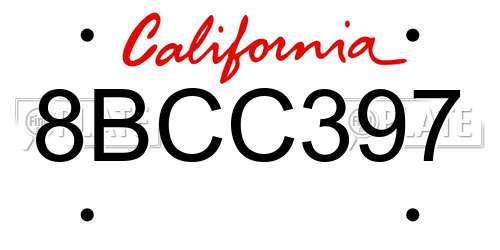 8BCC397 California License Plate
