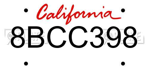 8BCC398 California License Plate