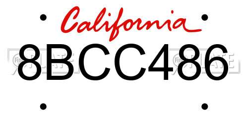 8BCC486 California License Plate
