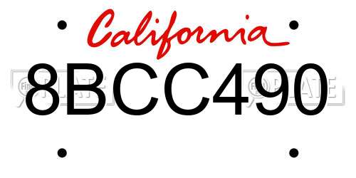 8BCC490 California License Plate