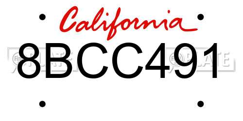 8BCC491 California License Plate