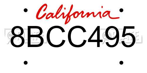 8BCC495 California License Plate