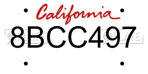 8BCC497 California License Plate