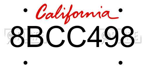 8BCC498 California License Plate