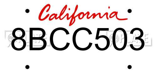 8BCC503 California License Plate