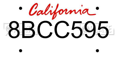 8BCC595 California License Plate