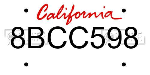 8BCC598 California License Plate