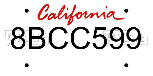 8BCC599 California License Plate