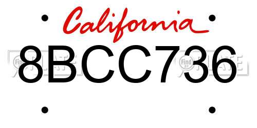 8BCC736 California License Plate