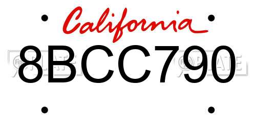 8BCC790 California License Plate
