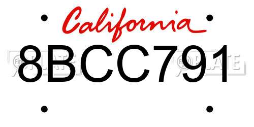 8BCC791 California License Plate