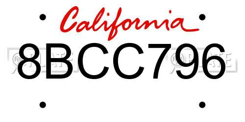 8BCC796 California License Plate