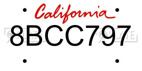 8BCC797 California License Plate