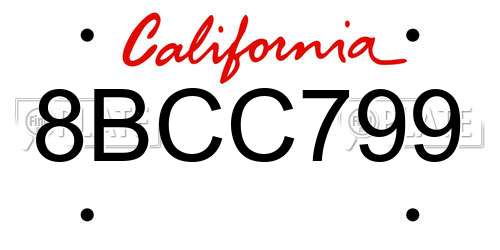 8BCC799 California License Plate
