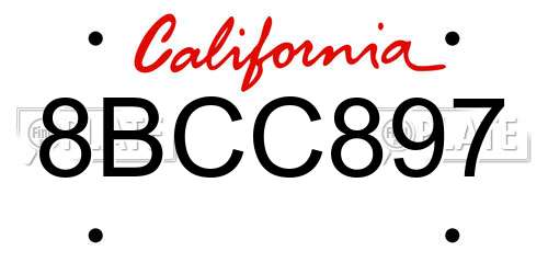 8BCC897 California License Plate