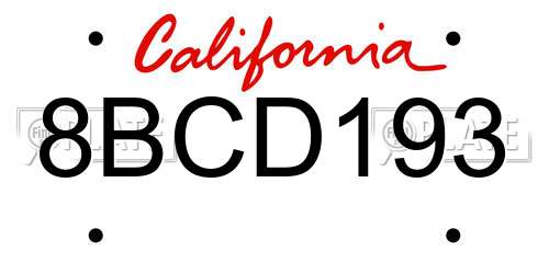 8BCD193 California License Plate