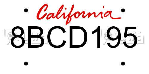 8BCD195 California License Plate