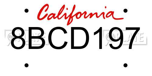 8BCD197 California License Plate