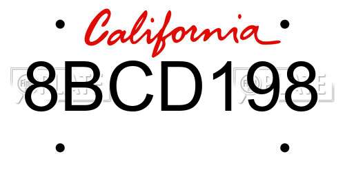 8BCD198 California License Plate