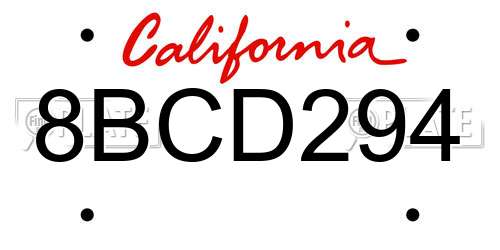 8BCD294 California License Plate