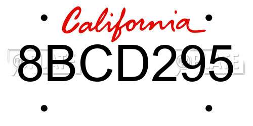 8BCD295 California License Plate