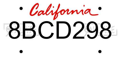 8BCD298 California License Plate