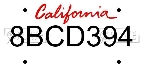 8BCD394 California License Plate