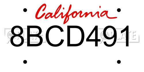 8BCD491 California License Plate