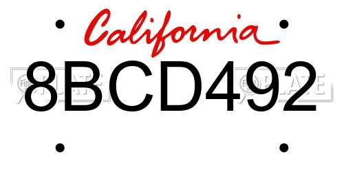 8BCD492 California License Plate