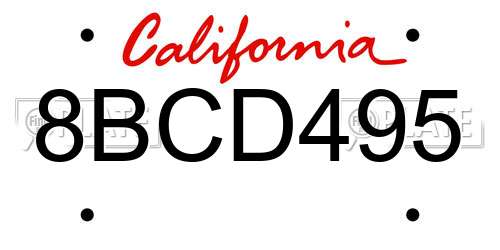 8BCD495 California License Plate