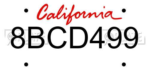 8BCD499 California License Plate