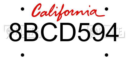 8BCD594 California License Plate